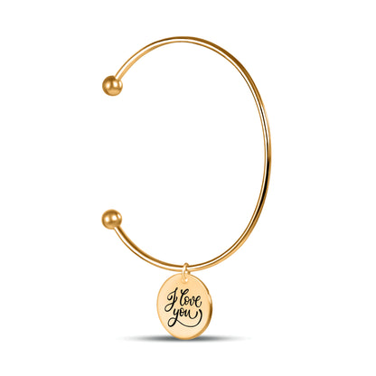 Bangle Bracelet engraved with 'I Love You' and a lovely message for your Wife